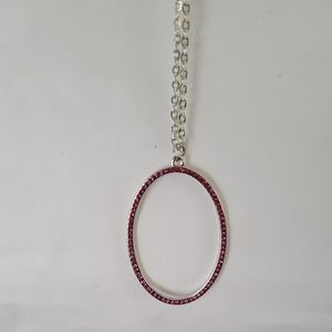 Papparazzi Silver chain pink rhinestone necklace